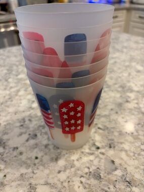 Popsicle Plastic Cups - red white and blue